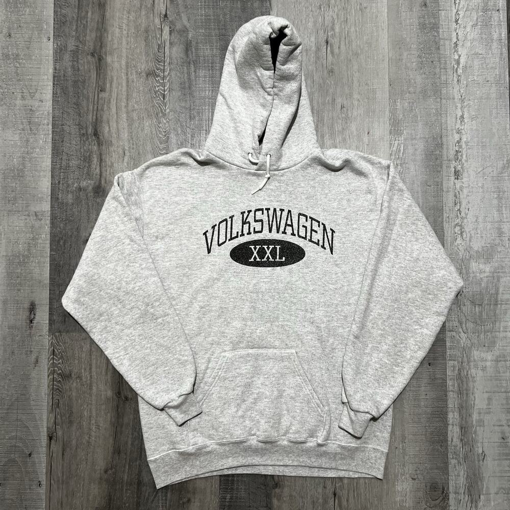 VTG 90s Volkswagen Hoodie Heather Grey Pullover GTI Golf R Jetta Hoodie Sz L